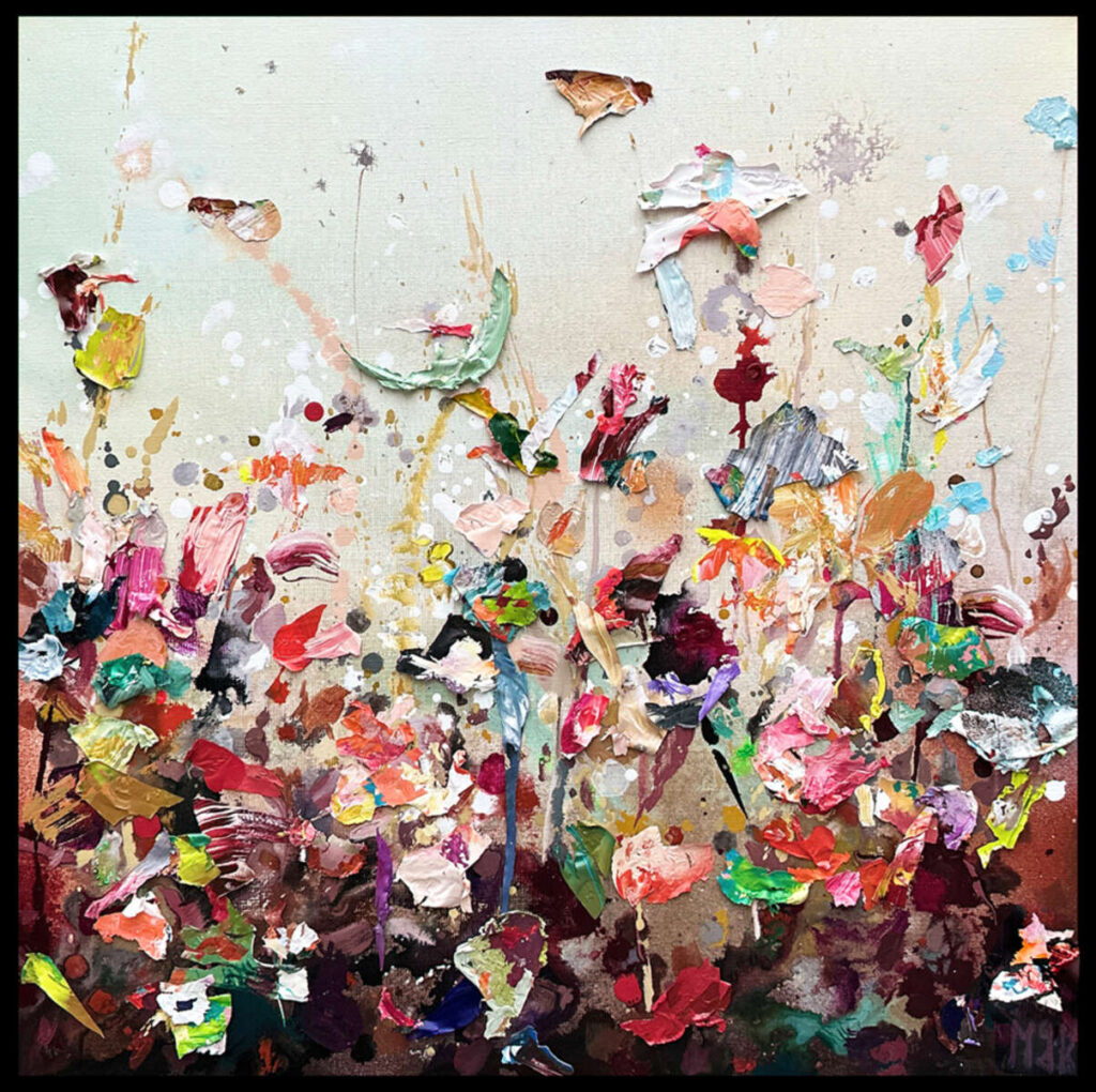 Martine de Ruiter Linger acrylverf op doek 60 x 60 cm.